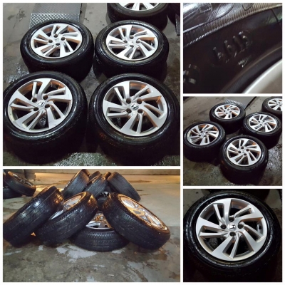 ขายล้อแม็กซ์15" Honda Jazz 4รู100 +ยางปลายปี15 ราคา 8,500