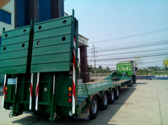 รับผลิตหางเทรลเลอร์บรรทุกเครื่องจักรขนาดพิเศษ4เพลายาว15.50เมตร