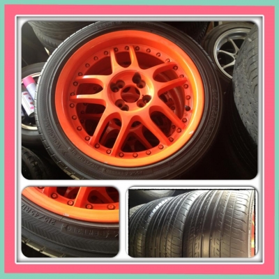 ขายแม็กสีส้มมือ2 ขอบ17 4รู100/114+ ยางปี10 ราคา8,500 บาทถูก