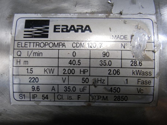 ขายปั้มน้ำหอยโข่ง Ebara 2 HP. ไฟบ้าน สแตนเลสทั้งตัวสภาพสวย พร้อมใช้งาน รับประกันคุณภาพ ขายปั้มน้ำหอยโข่ง Ebara 2 HP. ไฟบ้าน สแตนเลสทั้งตัวสภาพสวย พร้อมใช้งาน รับประกันคุณภาพ