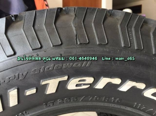 ขายยาง All BF 265-70 R16 ปลายปี 2011 ดอกยางลึก 1.1 ซม. ติดหนวดกุ้ง ไม่บวม ไม่แตกลายงา ไม่มีปะ ไม่บั้ง ดอกเสมอทั้ง 4 เส้น ขายยาง All BF 265-70 R16 ปลายปี 2011 ดอกยางลึก 1.1 ซม. ติดหนวดกุ้ง ไม่บวม ไม่แตกลายงา ไม่มีปะ ไม่บั้ง ดอกเสมอทั้ง 4 เส้น