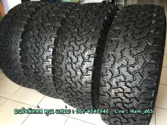 ขายยาง All BF 265-70 R16 ปลายปี 2011  ดอกยางลึก 1.1 ซม. ติดหนวดกุ้ง  ไม่บวม ไม่แตกลายงา ไม่มีปะ ไม่บั้ง  ดอกเสมอทั้ง 4 เส้น