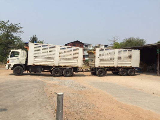 ขาย HINO 320 พ่วงแม่ลูก กระบะเหล็กคอกเกษตรดั๊ม รถปี 47