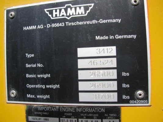 รถบด HAMM 3412 : 127Hp : 95kw (USA) โทร. 080-6565422 (หนิง)