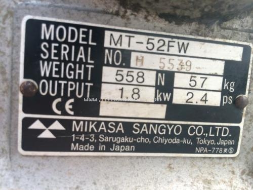เครื่องตบดิน MIKASA   MT-52FW รหัสสินค้า : 80903685 ติดต่อ  Tel.086-8150487  www.nihonmono.com