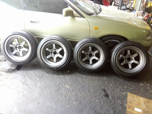 TE37 ขอบ 15 กว้าง 8 เดิมๆพร้อมยางปี 14 ดอกแน่นๆ