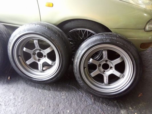 TE37 ขอบ 15 กว้าง 8 เดิมๆพร้อมยางปี 14 ดอกแน่นๆ