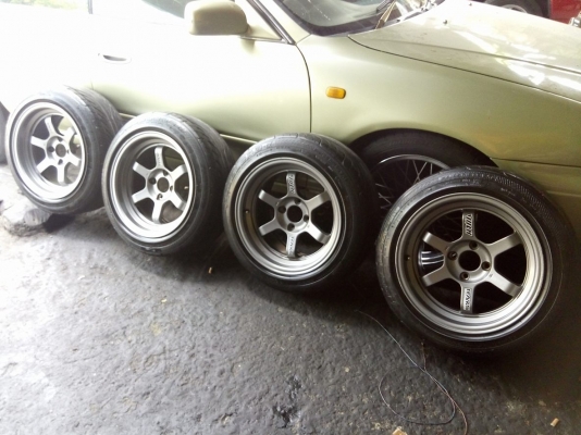 TE37 ขอบ 15 กว้าง 8 เดิมๆพร้อมยางปี 14 ดอกแน่นๆ