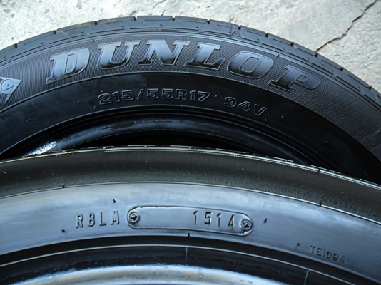 ยาง17 ดันล็อป215-55-17ลงพื้นปี14 (4เส้น2,800)