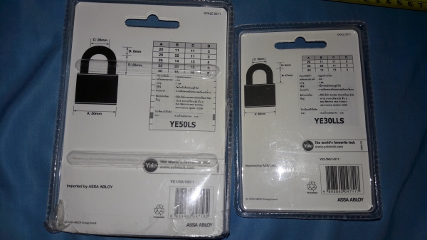ขายแม่กุญแจYALE Made in Hongkong. งานใหม่แพ็คคู่ขนาด50,30mm.