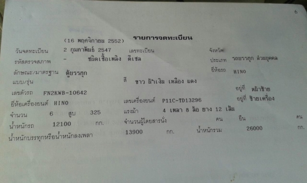 รถฮีโน่ 12 ล้อ ท้ายลาด ( เปอร์เฟีย. ) 320 แรงม้า. ปี 52.      สนใจติดต่อ  081 - 6079515