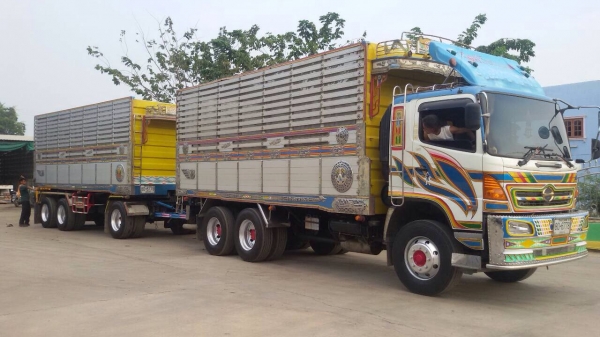 ขายรถพ่วง Hino เครื่อง 320 แรง ปี 50 กระบะดัมพ์มิเนียมแม่ลูก ลูก 3 เพลาแท้ยาว 6.80 เมตร