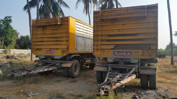 ขายลูกพ่วงอู่เอสทีเทรลเลอร์ 3 เพลาแท้ ยาว 7 เมตร ปี 50 มี 2 หาง ทะเบียนพร้อม