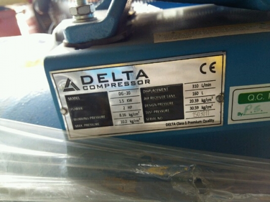 ปั้มลม Delta 2 HP 3สูบ มือหนึ่ง no มอเตอร์ ถัง 160 ลิตร