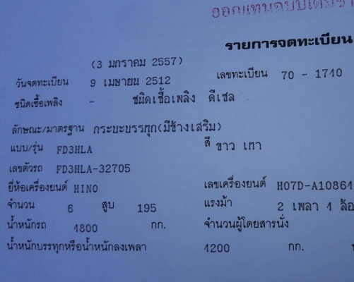 หกล้อ ฮีโน่ FD176 HO7D195แรง แอร์เย็นๆ ยาง8.25ช่วงยาว 6.20ม สภาพดีสวยพร้อมใช้งาน ทะเบียนพร้อมโอน