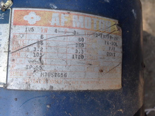 ขายมอเตอร์เกียร์ Cycro drive Sumitomo 2HP. 380V มีระบบเบรคในตัว อัตราทด 1:559 เพลาออกประมาณ 2.5รอบต่อนาที สภาพสวย พร้อมใช้งาน ขายมอเตอร์เกียร์ Cycro drive Sumitomo 2HP. 380V มีระบบเบรคในตัว อัตราทด 1:559 เพลาออกประมาณ 2.5รอบต่อนาที สภาพสวย พร้อมใช้งาน