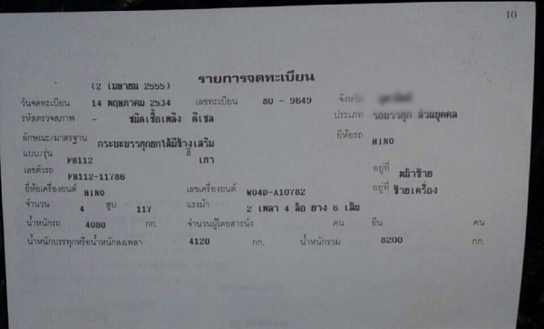 ขายรถหกล้อดัมพ์ HINO FB112 เครื่อง WO4D 117 แรง ปี 34 กระบะดัมพ์ช่วงยาว 4.30 เมตร ทะเบียนพร้อม