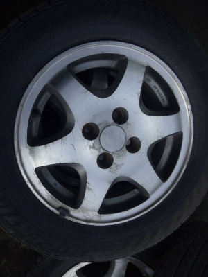 แม็กเดิมติดรถ 4 รู 100 ใส่รถได้หลายรุ่น 4 วงพร้อมยาง