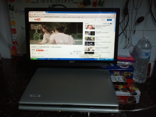 โน๊ตบุค Acerตำหนิแบ็ตเสื่อม.จอเป็นเส้นเลยต้องมีอีกจอเป็นจอคอมพิวเตอร์ช่วย ขนาดจอ17นิ้วขาย2500ขายยกชุดเลยครับ