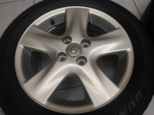 ล้อแม็ก Vios ลาย 5 ก้าน ขอบ 15 (4/100) พร้อมยาง Dunlop 185/60/15 ปี 10 ทั้งชุด 2,900.- **NET**