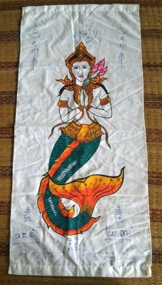 ผ้ายันต์ธงชัยงานกฐิน นางเงือก ลงยันต์เก่าเก็บสวยครับ ขนาด 100x45 ฝืนใหญ่ๆ