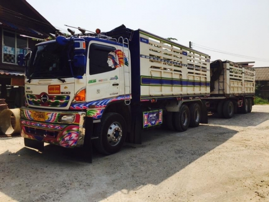 ขายรถพ่วง HINO เครื่อง 344 แรง ปลายปี 56 ไมล์ 145,xxx กระบะดัมพ์อู่แสงเทลเลอร์ ลูก 3 เพลาแท้ ยางเต็ม ภายในสวย