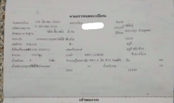 ขาย Isuzu Rock 6bf1-170แรง /fsr11 ยาง825/20  เครื่องดี ภาษีเต็มเอกสารครบ tel.098-1545260 อ.บี. ราคา 540,000 บาท