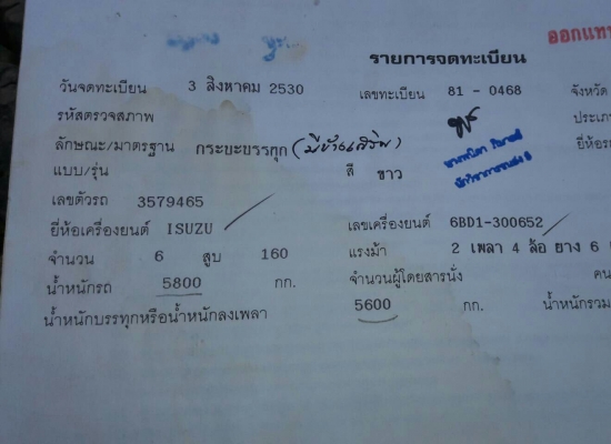 หกล้อ อีซูชุ ร็อคกี้ 165 แอร์ พ.เวอร์ ยาง900 ช่วงยาว5.50ม สภาพดีสวยเดิมๆพร้อมใช้ ทะเบียนพร้อมโอน