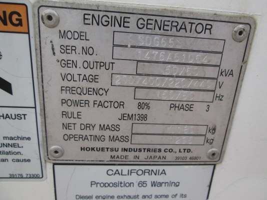 เครื่องปั่นไฟ Airman 50kva. มือสองนำเข้าจากญีปุ่่น T.กุ้ง:0813062283