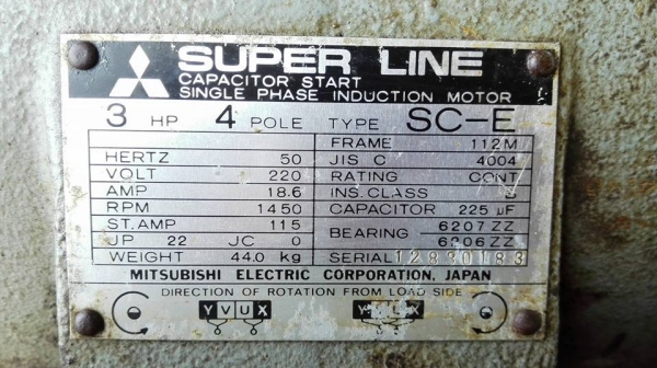 Sell> มอเตอร์ Mitsubishi &amp; Hitachi ขนาด 3 HP. 220V. 2 สายไฟบ้าน รุ่นหนัก ตัวเจแปน วิ่งนิ่มพร้อมใช้มาเทสก่อนได้!! (มาอย่างละลูก!!)