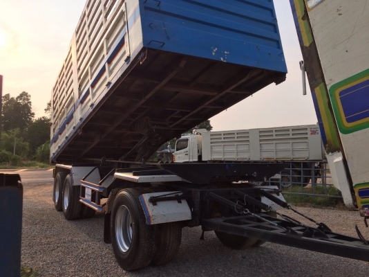 ขายรถพ่วง Hino เครื่อง 344 แรง ปลายปี 56 ไมล์ 145,xxx กระบะดัมพ์แม่ลูกอู่แสงเทเลอร์บ้านโป่ง ลูก 3 เพลาแท้ ยางเต็ม ภายในสวย ไร้ที่ติ รถสวยพร้อมใช้งาน