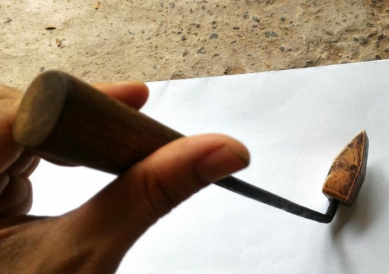 หัวแรงทองแดงโบราณ ใช้บัดกรี มีอันเดียวงานเก่าหายาก สภาพสวยเนื้อทองแดงล้วนๆ