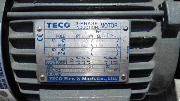 ** เหลือ 2 ชุด!! ** โบวเวอร์ เป่าอากาศ/กลิ่น/ฝุ่น/ลม/ควัน มอเตอร์ TECO 0.75 HP 380V. ของใหม่สแปโรงงานยังไม่เคยใช้งาน!!