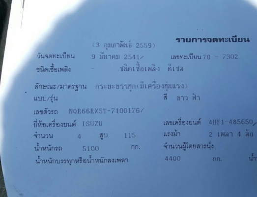 หกล้อ อีซูซุ NQR120ปี41 เครน3ตัน ท้องวี 4ปอก3ชัก ช่วงยาว5.50ม สภาพดีสวยๆพร้อมใช้งาน ทะเบียนพร้อมโอน หกล้อ อีซูซุ NQR120ปี41 เครน3ตัน ท้องวี 4ปอก3ชัก ช่วงยาว5.50ม สภาพดีสวยๆพร้อมใช้งาน ทะเบียนพร้อมโอน