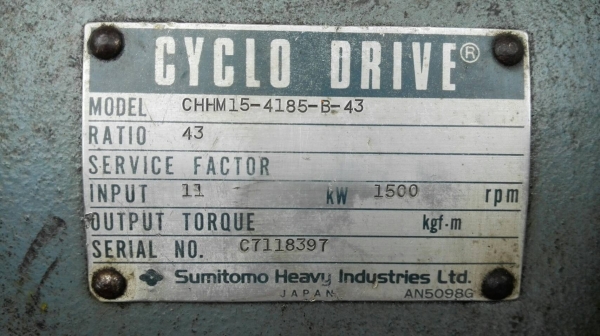 Sell> ขายมอเตอร์เกียร์ Sumitomo Cyclo drive มีเบรค 15 HP 380V ทด 1:43 ความเร็วรอบ 34 RPM. สภาพกริ้บๆสีเดิมๆ มาเทสได้เลย!!