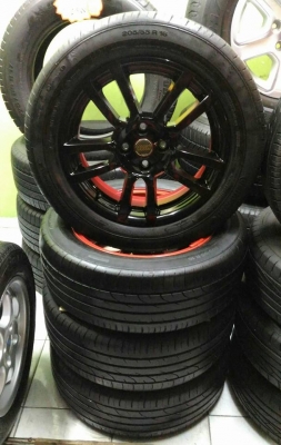 Max ขอบ16" ดำเงาท้องแดง+คอนติเนนทอล 205/55R16