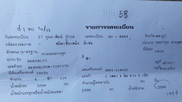 6ล้อกะบะรั้ว115แรง isuzu NKR58LU5M-7107373ปี2538 เครื่อง4BD1...