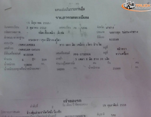 ฟรีดาวน์ รถพ่วงไม่ดั๊มพ์/NISSAN/รุ่นCWM/320แรงม้า/ปี52