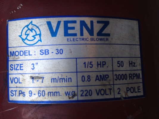 ขายโบวเวอร์เป่าลม Venz 1/5HP. 220V ไฟบ้าน ขนาด 3นิ้ว สภาพดี วิ่งนิ่ม พร้อมใช้งาน ขายโบวเวอร์เป่าลม Venz 1/5HP. 220V ไฟบ้าน ขนาด 3นิ้ว สภาพดี วิ่งนิ่ม พร้อมใช้งาน