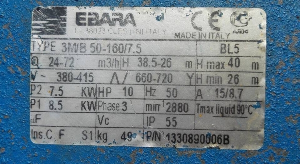 ** ขอบคุณผู้ซื้อ&amp;พี่เสือ ** ปั้มน้ำหอยโข่งหัวสแตนเลส EBARA Made in ITALY 10 HP 380V เข้า 2.5"- 2" สภาพเดิมๆสีเดิมๆวิ่งเงียบพร้อมเทส!!