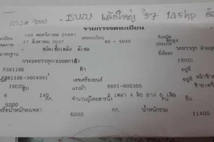 หกล้อ อีซูชุ FSR165ดั้มสามมิต ช่วงล่างใหญ่ สภาพดีเดิมๆพร้อมใช้งาน ทะเบียนพร้อมโอน