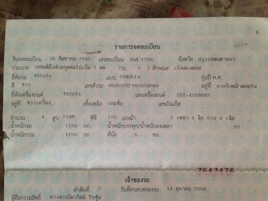 toyota corollaremo แอร์เย็นเครื่องดีใช้อยู่ ดูรถได้ที่คลอง7 เจ้าของขายเอง เดิมเป็นรถแท๊คซี่ เพิ่มเติมโทร081-8158886เป้