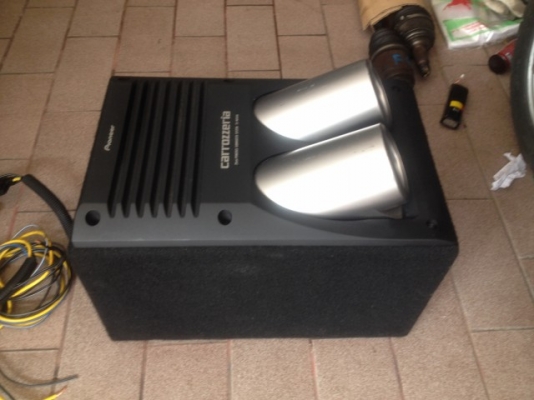 ตู้ซับ PIONEER TS WX44A เเอมในตัว150W เก่าญี่ปุ่นสภาพสวยใช้งานได้ปกติ