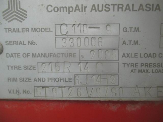ขาย เครื่องปั๊มลมขนาดใหญ่  COMPAIR C110-9 เก่านอกชัวร์ ลมแรง 24 บาร์ มีเทรเลอร์ พ่วงลาก