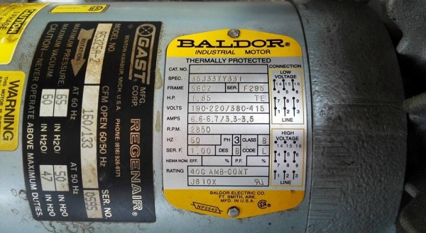 ** Sold ** ริงโบวเวอร์ ดูด-เป่า BALDOR Made in USA 1.85 HP 380V 2850 RPM. สภาพ 95\% ใหม่กริ้บใช้งานมาน้อย!!