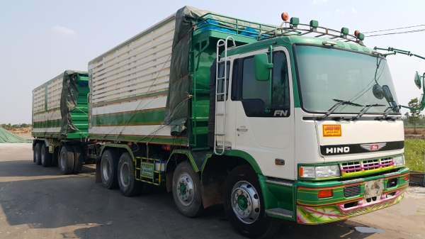 ขายรถพ่วง 24 ล้อ แม่-ลูก กระบะเหล็กคอกเกษตรดั้ม HINO ซูโม้227 วางเครื่อง.P11C-320 เกียร์อีตั้น สะภาพสวย ราคา.1350000 สนใจรีบจองด่วน