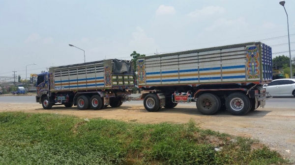 ขายรถพ่วงดัมพ์ ISUZU DECA เครื่อง 360 แรง แม่ปี 53 ลูกปี 55 กระบะดัมพ์มิเนียม ลูก 3 เพลาแท้ ทะเบียนพร้อม