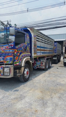 ขายรถพ่วงดัมพ์ ISUZU DECA เครื่อง 360 แรง แม่ปี 53 ลูกปี 55 กระบะดัมพ์มิเนียม ลูก 3 เพลาแท้ ทะเบียนพร้อม