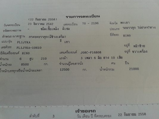 ขาย 10 ล้อ เพลาเดียว รถล่อง กระบะเหล็ก ฮีโน่ สมอ เงิน FL 1 J 210