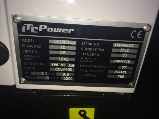 เครื่องปั่นไฟ 13KW/13KVA 1 เฟส